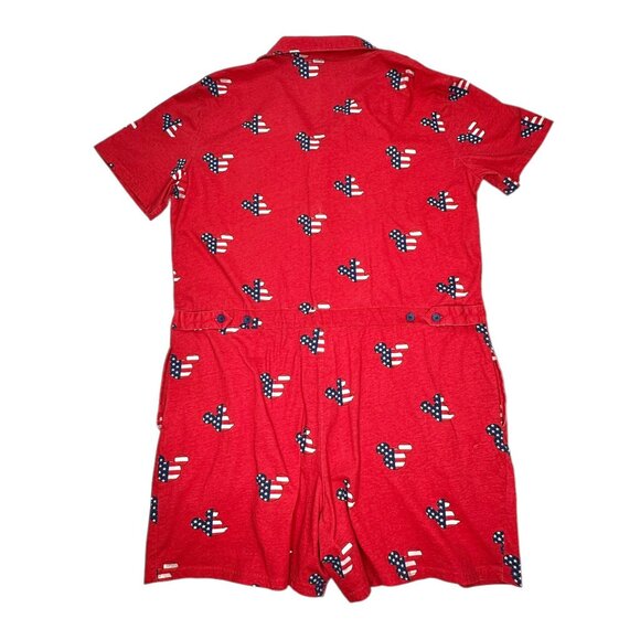 Disney Red Mickey Mouse Patriotic Print Button-Up Romper XL 100% Cotton - Picture 7 of 15